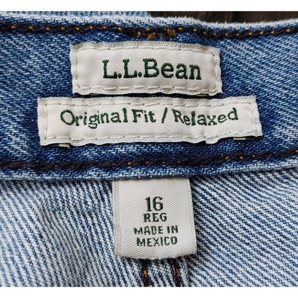 LL Bean Jeans Womens Size 16 Blue Original Fit Tapered Leg Denim Vintage - Picture 2 of 3
